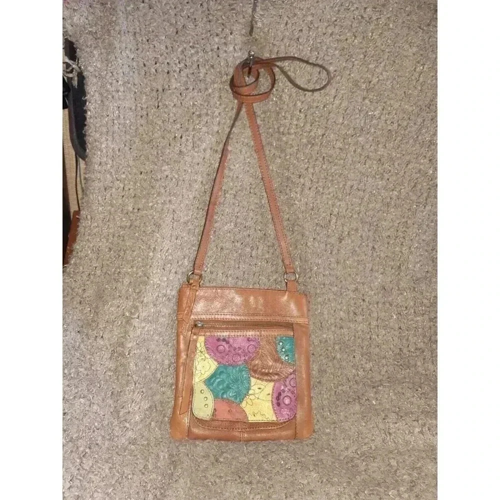 Fossil-Patchwork Leather Multicolor Crossbody-Vin… - image 1